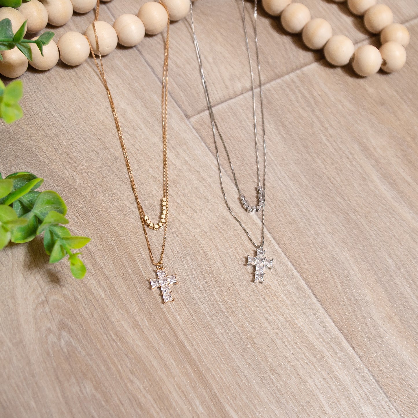 Faith & Shine Layered Cross Necklace | Gold or Silver Crystal Pendant