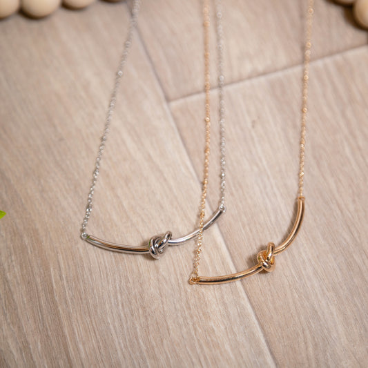 Tied to You Knot Bar Necklace | Gold & Silver Minimalist Jewelry