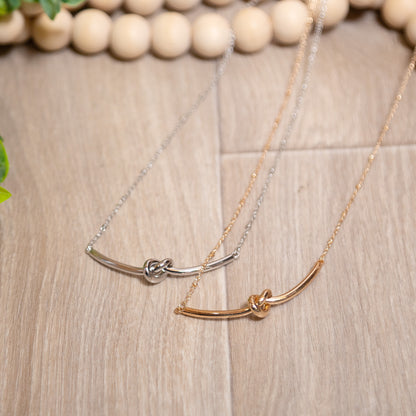 Tied to You Knot Bar Necklace | Gold & Silver Minimalist Jewelry