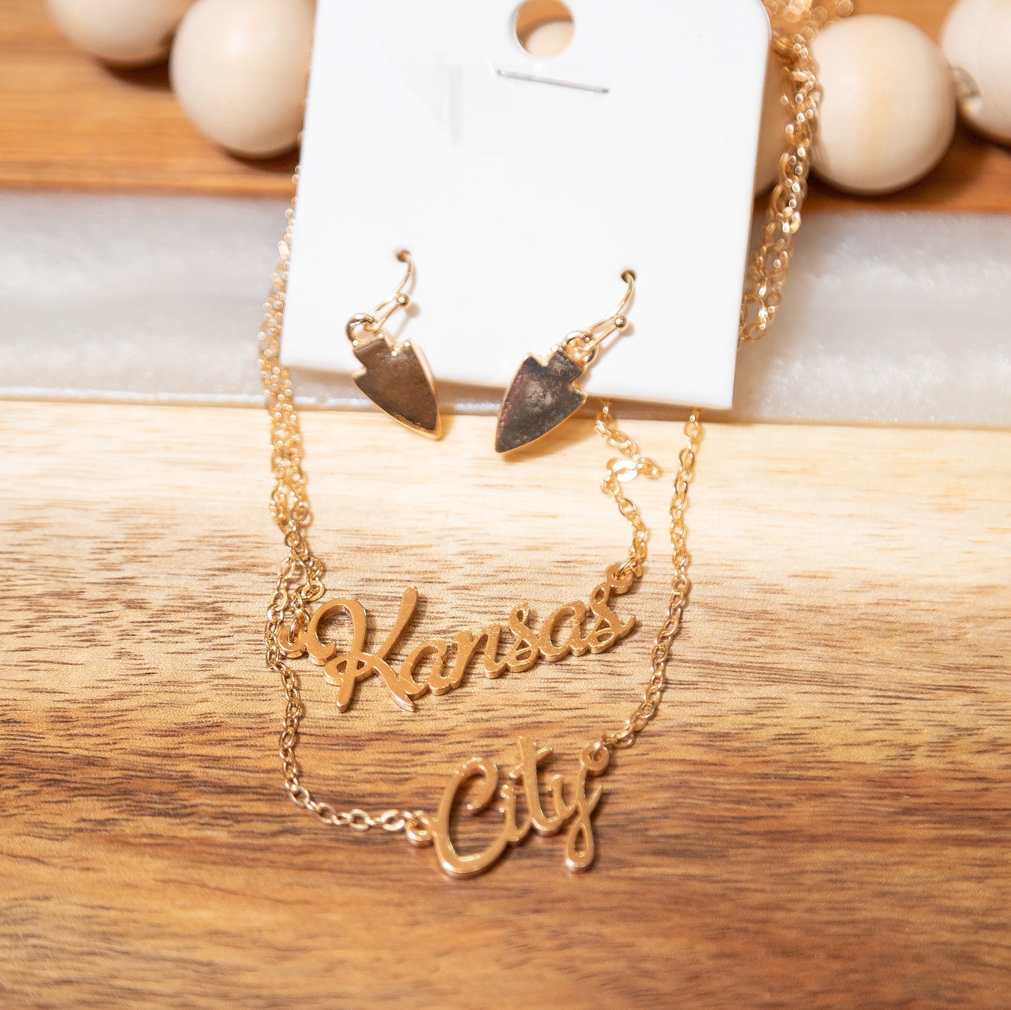Kansas City Spirit Necklace + Earring Set (Gold or Silver)