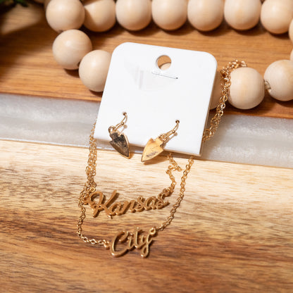 Kansas City Spirit Necklace + Earring Set (Gold or Silver)