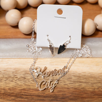 Kansas City Spirit Necklace + Earring Set (Gold or Silver)