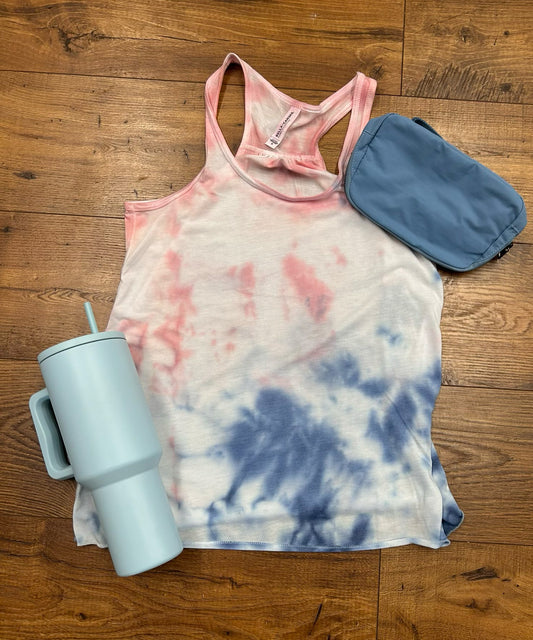 Pink and blue Dyed Tank Top Small