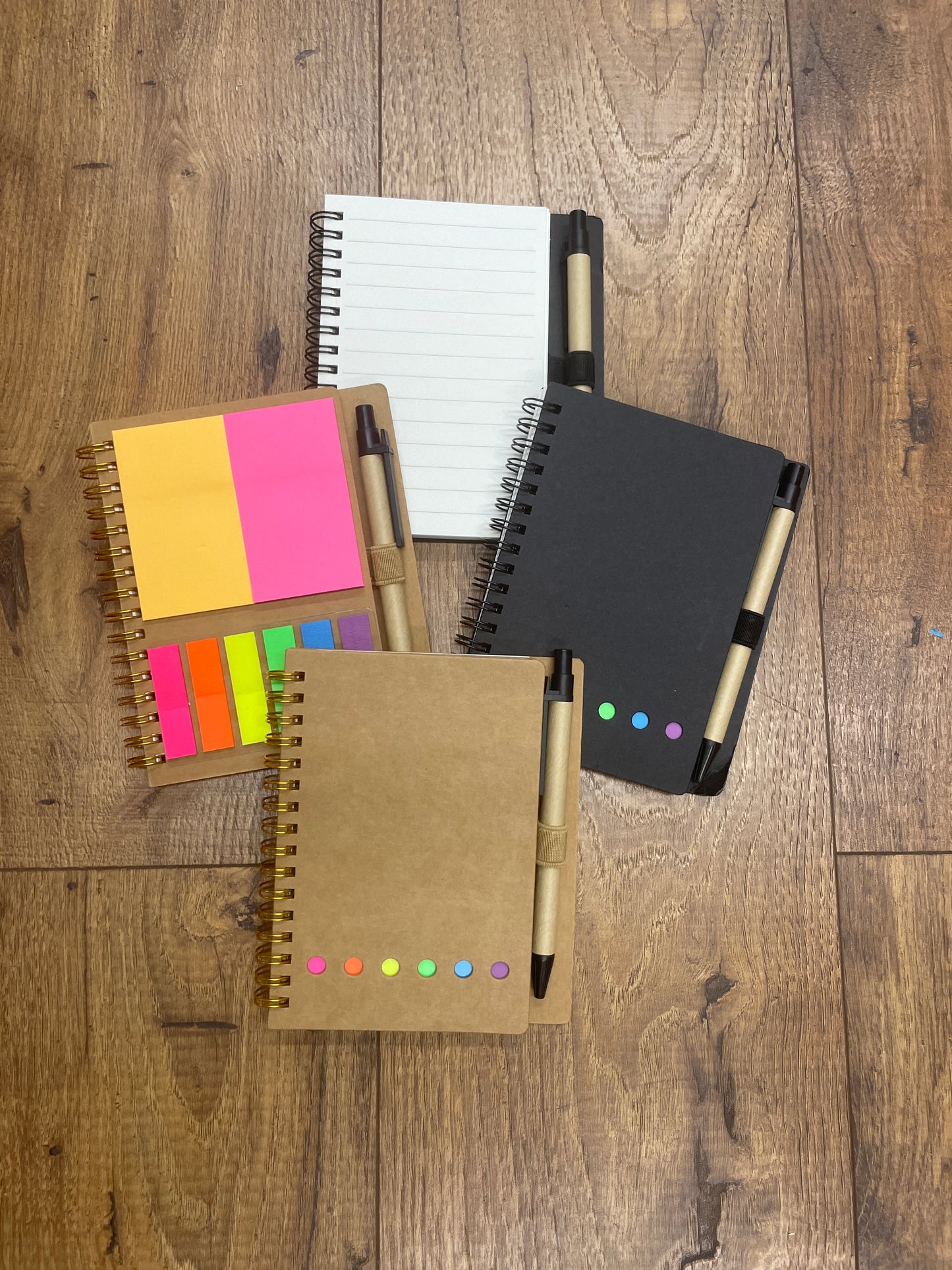 Pocket Notebook with Pen In Holder, Sticky Notes and Page Marker Colored Index Tabs