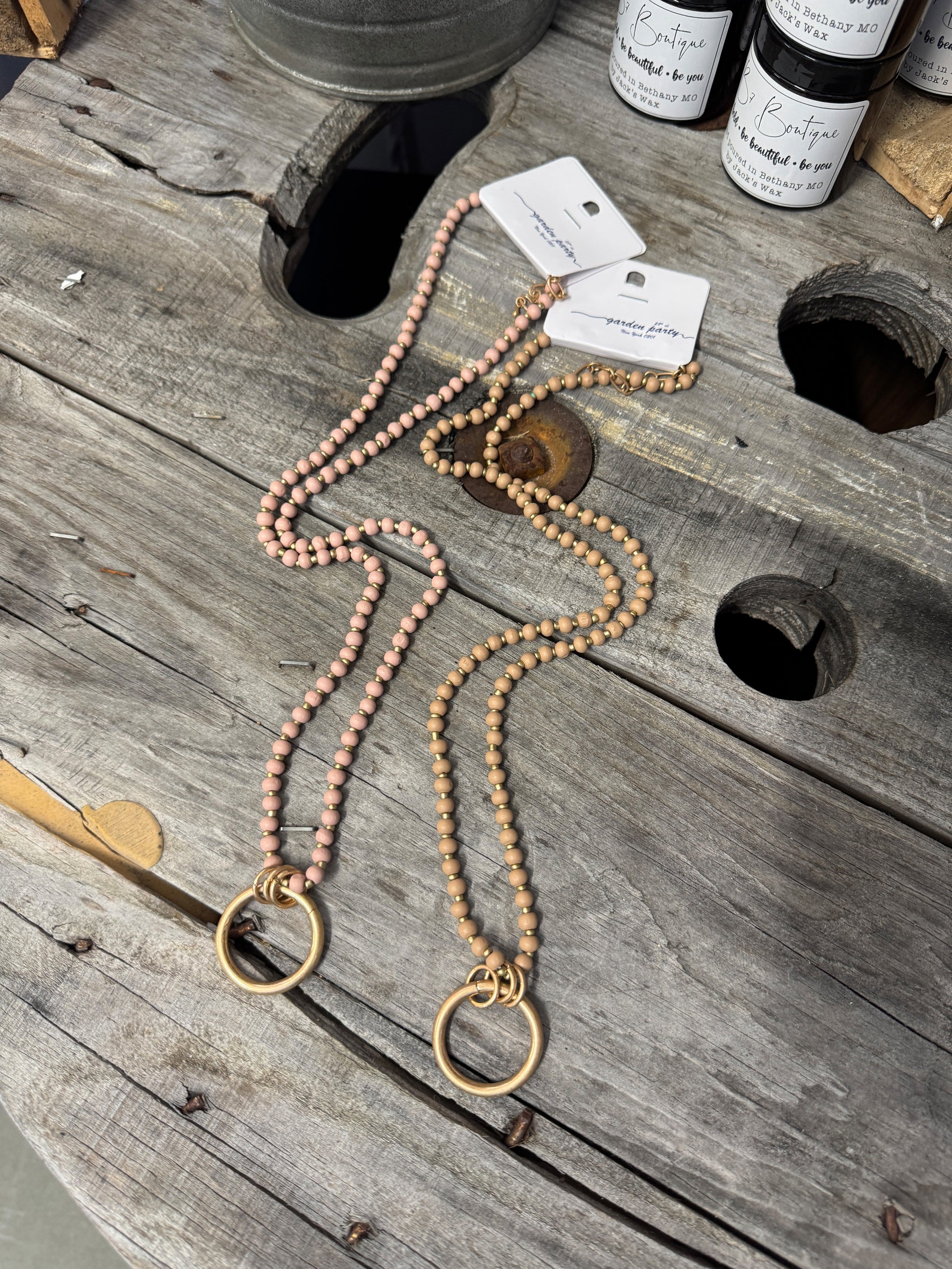 “Basic Beady Necklace with round bead charms on chain”

“Bold statement bead chain necklace from B7 Boutique”

“Chunky bead charm necklace for fashion layering”