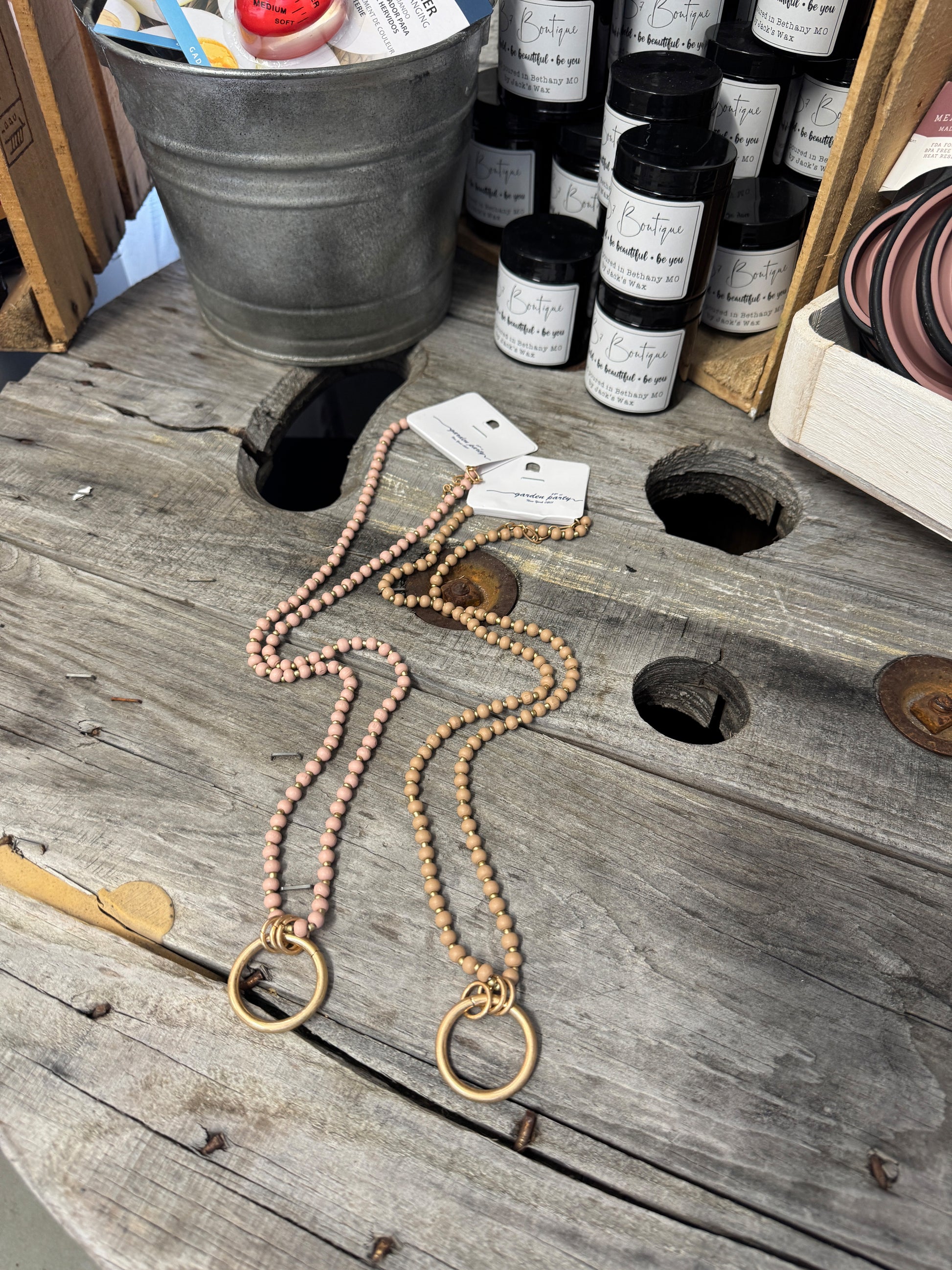 “Basic Beady Necklace with round bead charms on chain”

“Bold statement bead chain necklace from B7 Boutique”

“Chunky bead charm necklace for fashion layering”