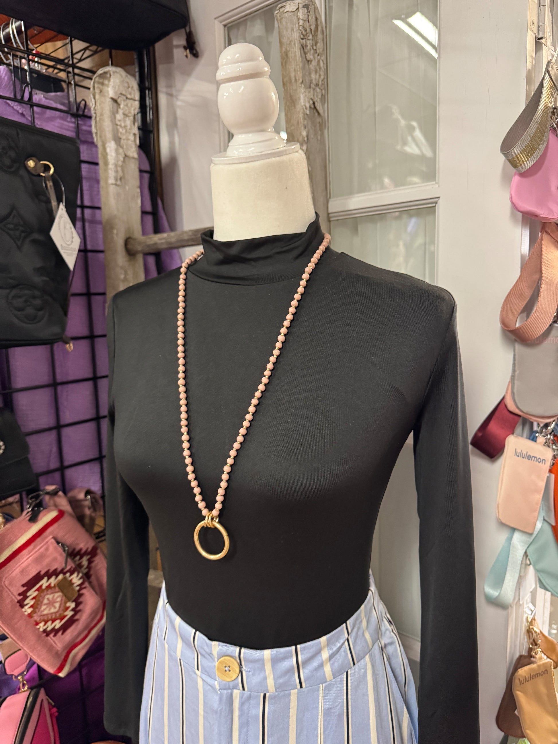 “Basic Beady Necklace with round bead charms on chain”

“Bold statement bead chain necklace from B7 Boutique”

“Chunky bead charm necklace for fashion layering”