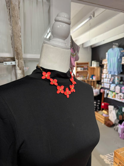 Coral Floral Necklace and Earring