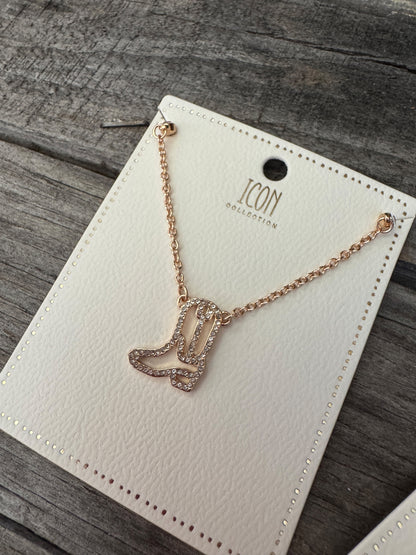 Boots & Bling Necklace or Earrings- Gold or Silver