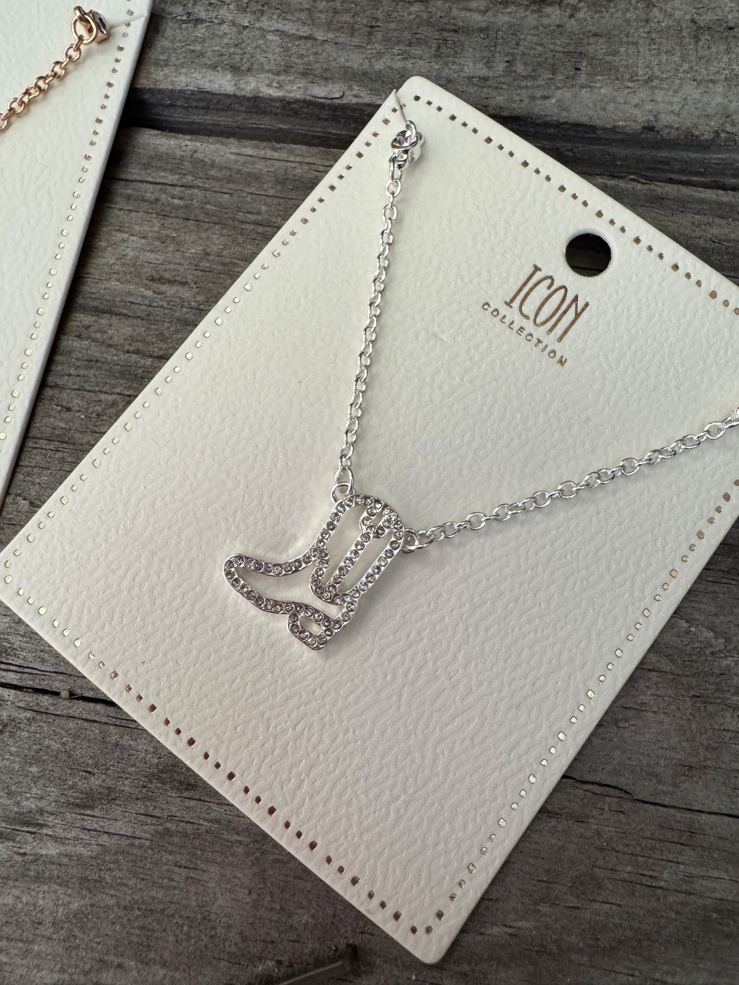 Boots & Bling Necklace or Earrings- Gold or Silver