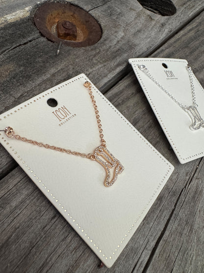 Boots & Bling Necklace or Earrings- Gold or Silver