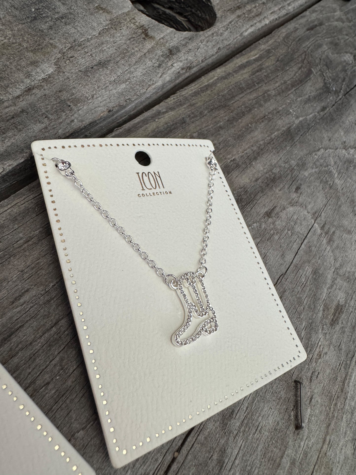 Boots & Bling Necklace or Earrings- Gold or Silver