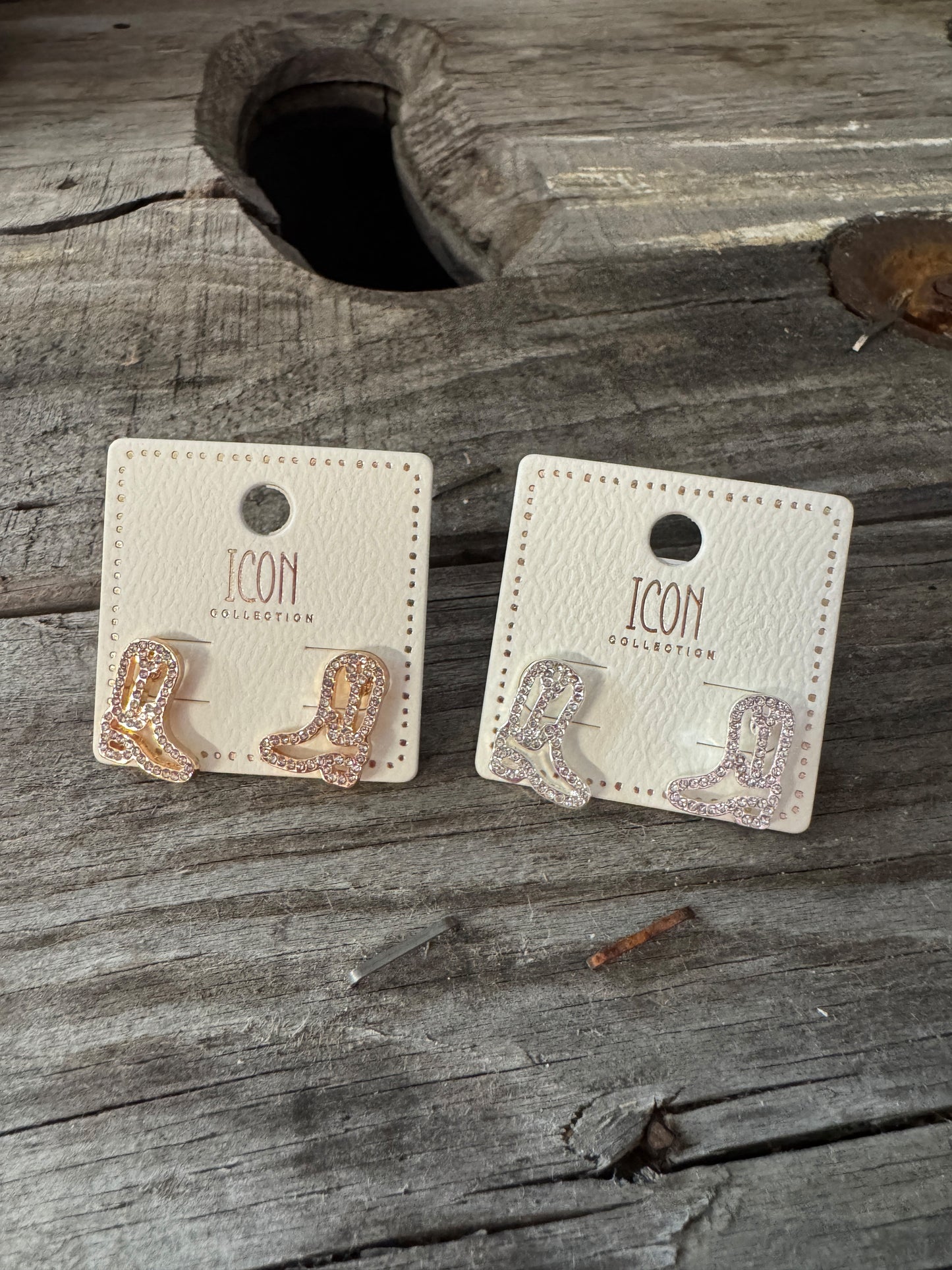 Boots & Bling Necklace or Earrings- Gold or Silver