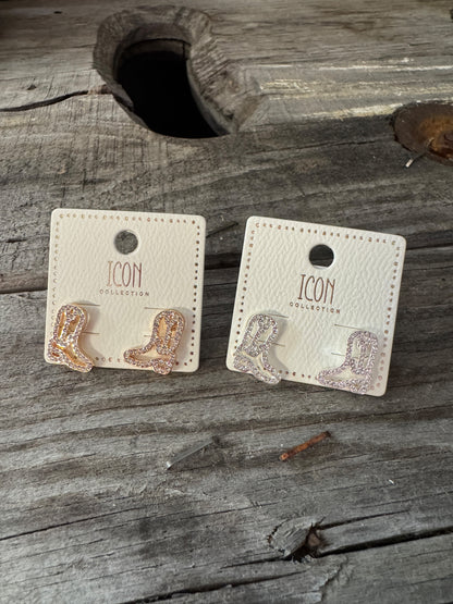 Boots & Bling Necklace or Earrings- Gold or Silver