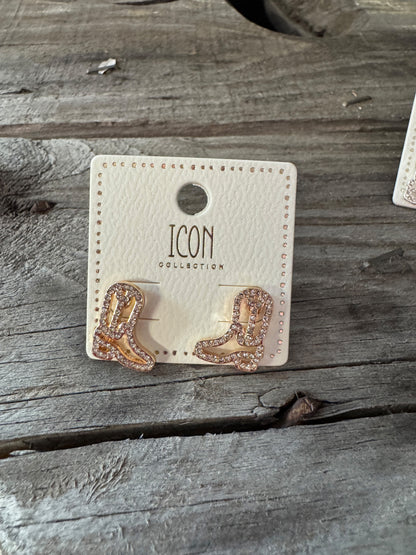 Boots & Bling Necklace or Earrings- Gold or Silver