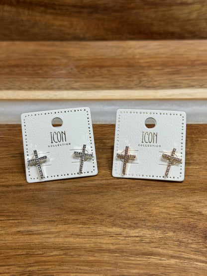 Silver & Gold Cross Earrings – Bold, Blessed, and Beautiful ✨