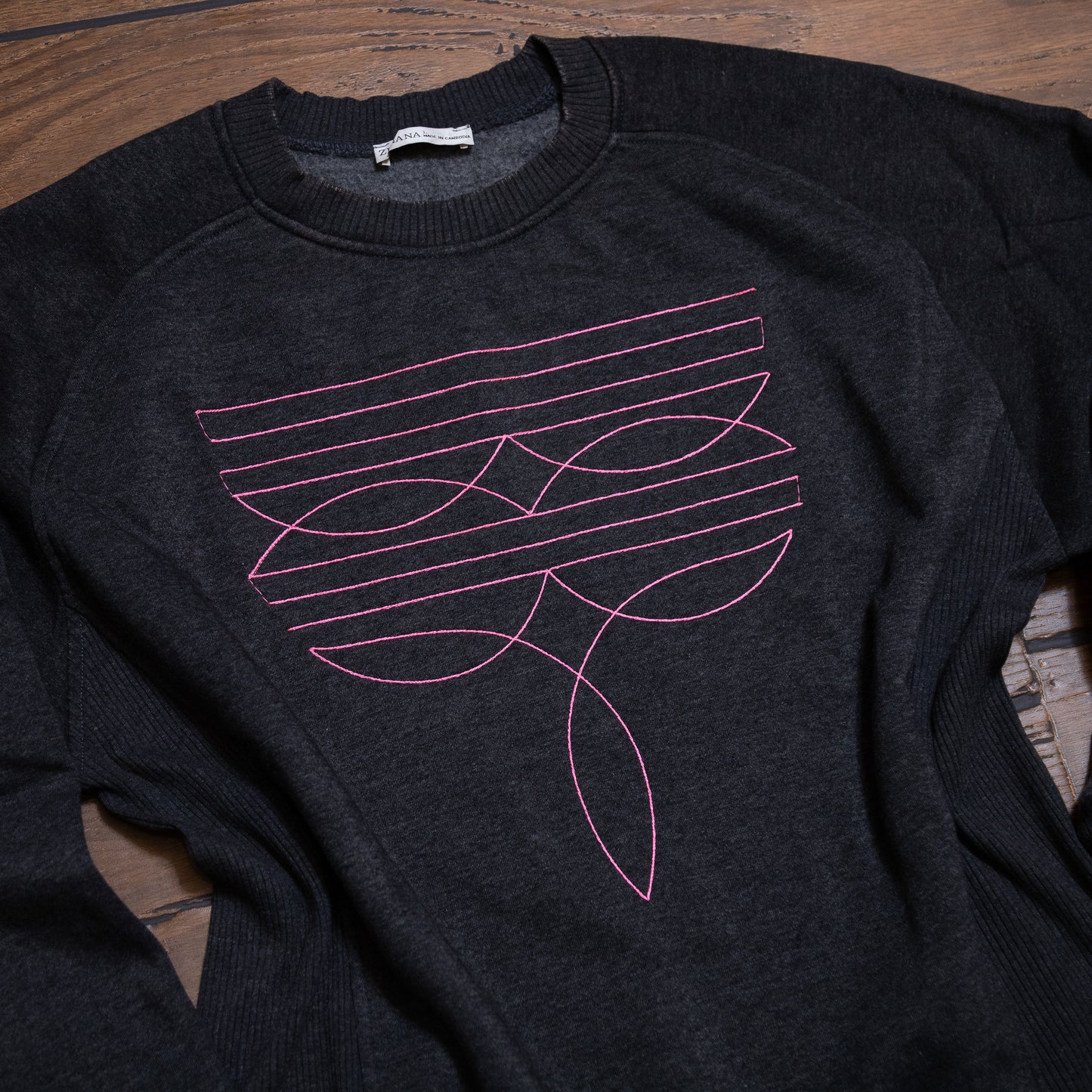 Hot Pink Boot Stitch Embroidered Crewneck