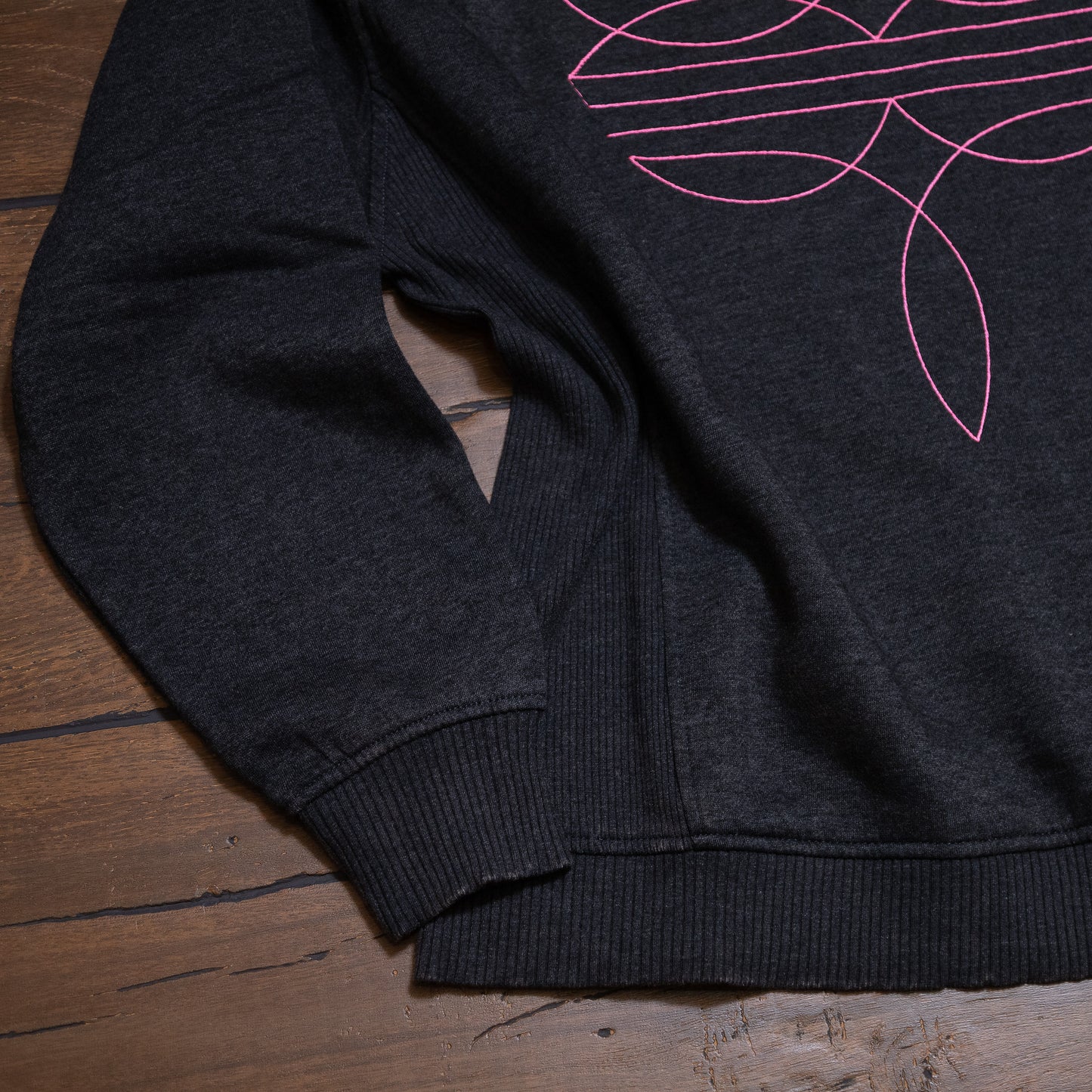 Hot Pink Boot Stitch Embroidered Crewneck