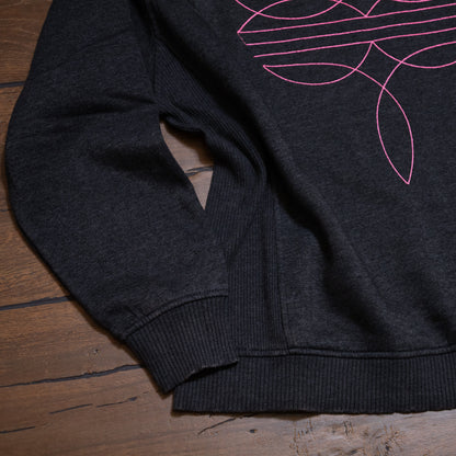 Hot Pink Boot Stitch Embroidered Crewneck