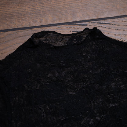 Midnight Rose Lace Mesh Long Sleeve Top