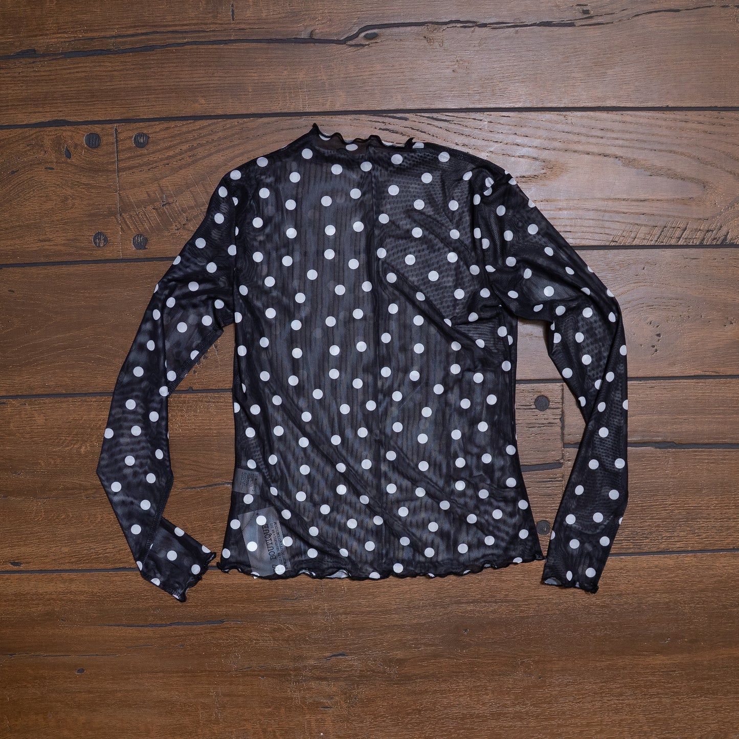 Classic Dot Mesh Mock Neck Top