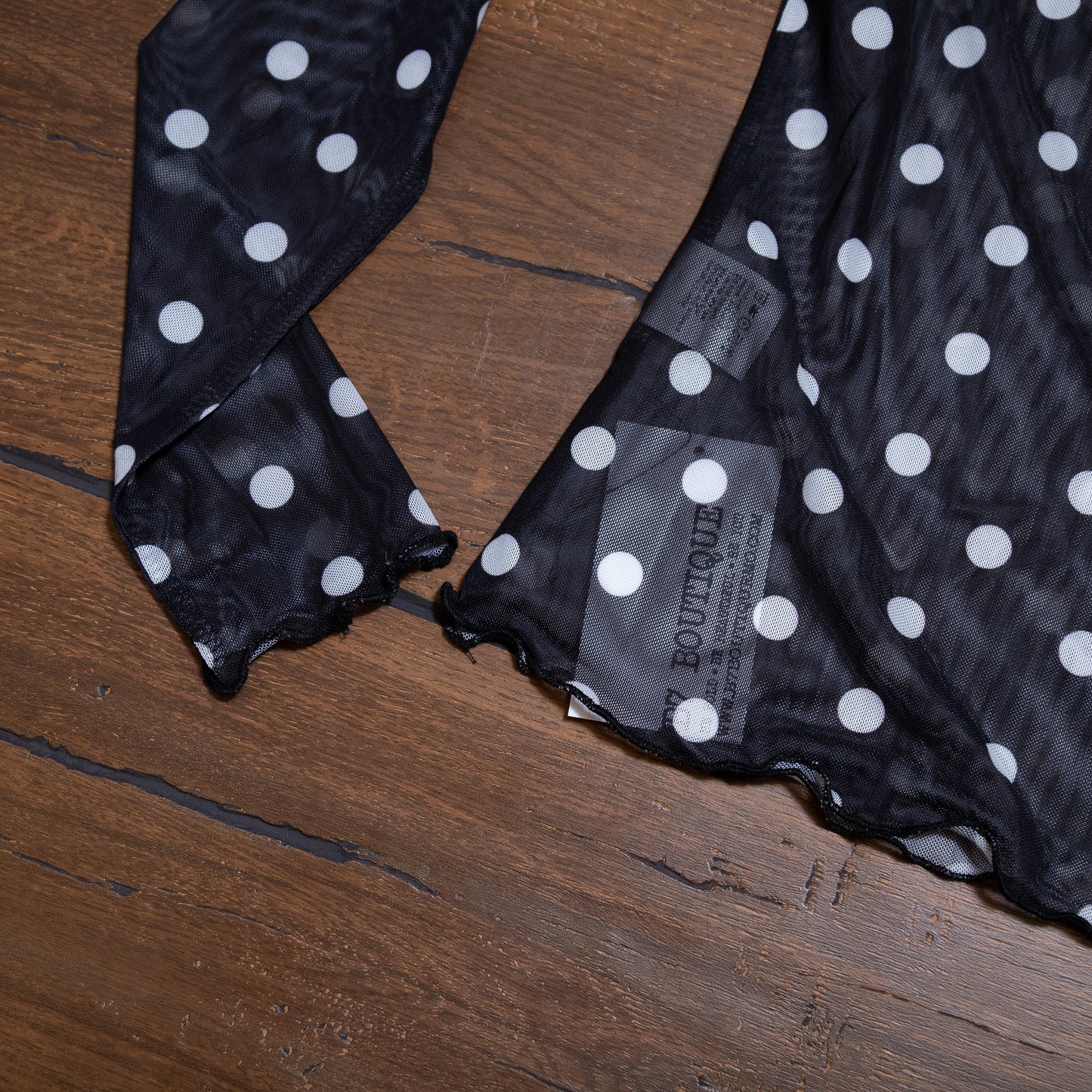 Classic Dot Mesh Mock Neck Top