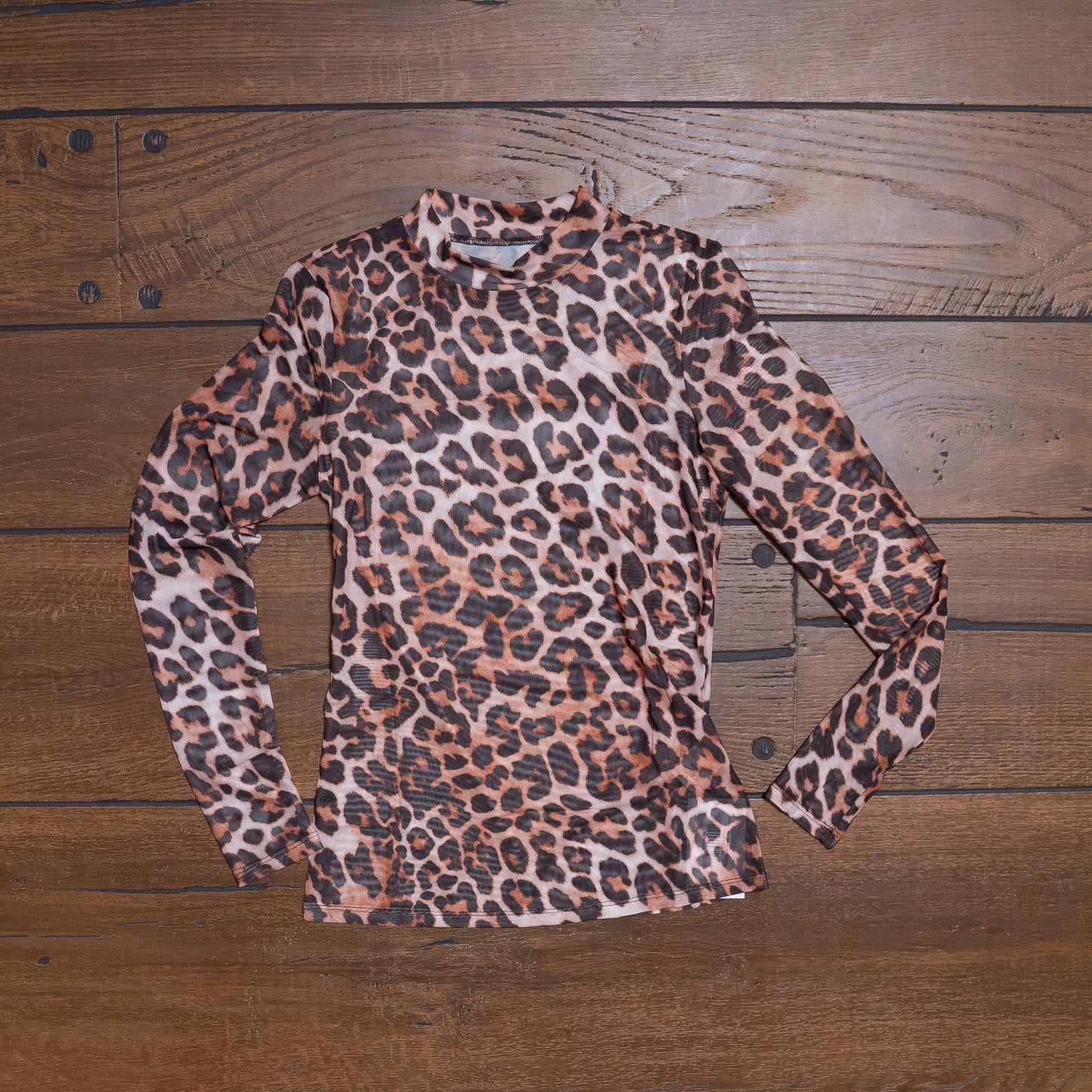Wildside Leopard Mesh Long Sleeve Top