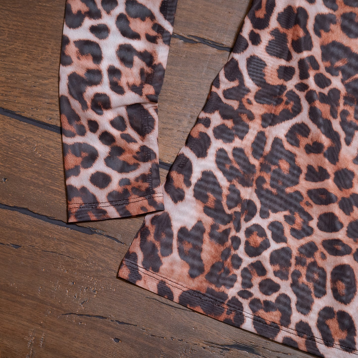 Wildside Leopard Mesh Long Sleeve Top