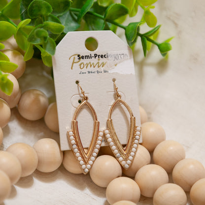 Polished Poise Beaded Teardrop Earrings ✨ – Semi-Precious Accent Drop Earrings (Gold or Silver)