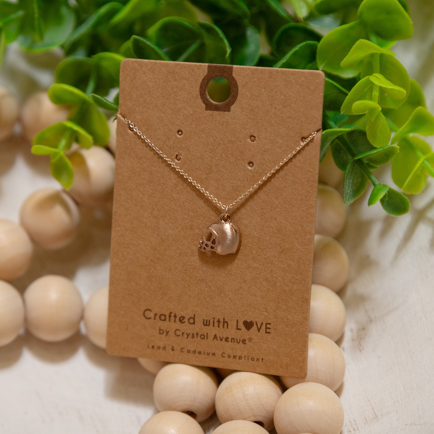 Friday Night Lights Football Helmet Necklace 🏈 – Dainty Gold Sports Charm Necklace