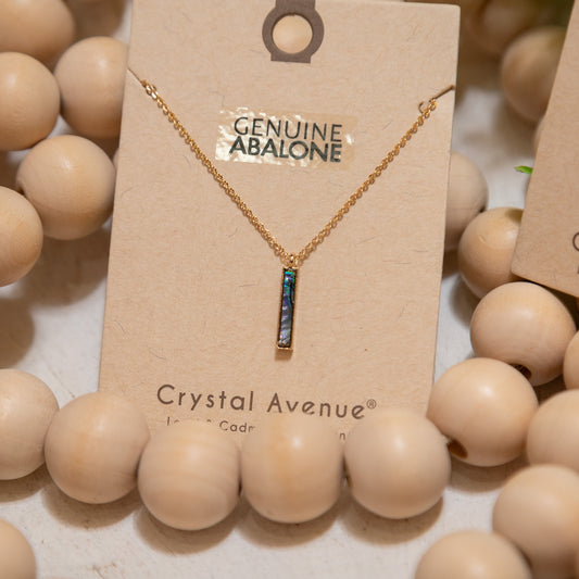 Ocean Whisper Abalone Bar Necklace ✨ – Genuine Abalone Vertical Pendant Necklace (Gold or Silver)
