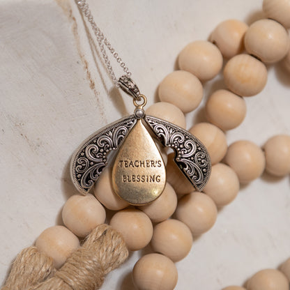 Blessed Heart Locket Necklace Collection ✨ – Hinged Teardrop Message Pendant Necklaces (3 Styles)