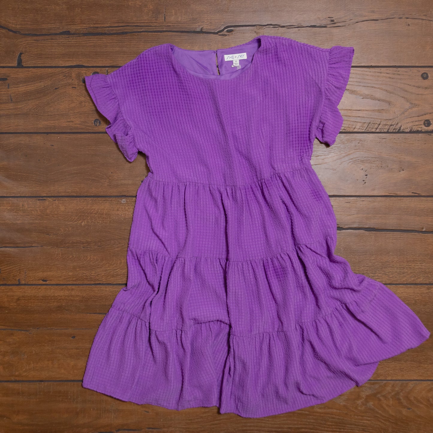 The “Violet Daydream” Tiered Waffle Dress