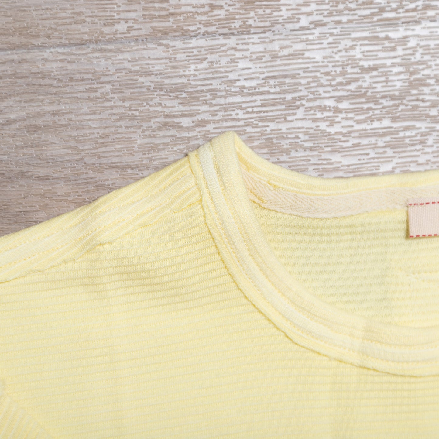 Butter Yellow Exposed Seam Long Sleeve Knit Top – Relaxed Cotton Blend Pullover