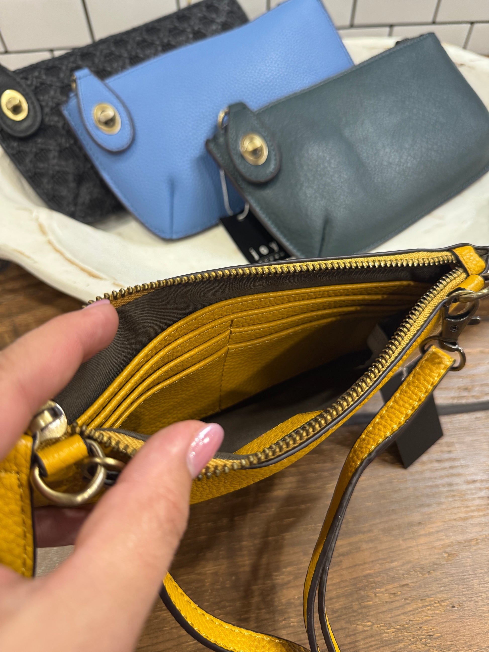 Joy Susan mini crossbody wristlet clutch in vegan leather