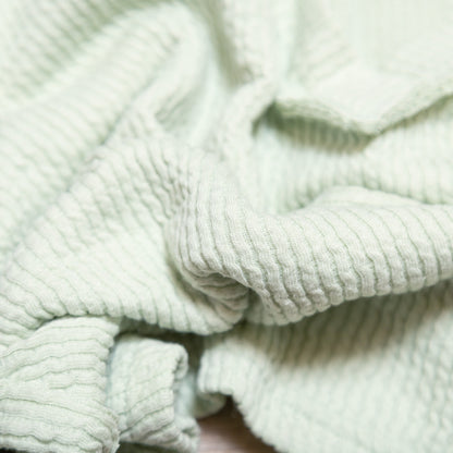 Sage Crush Textured Crop Tee – Soft Knit V Neck Pocket Top