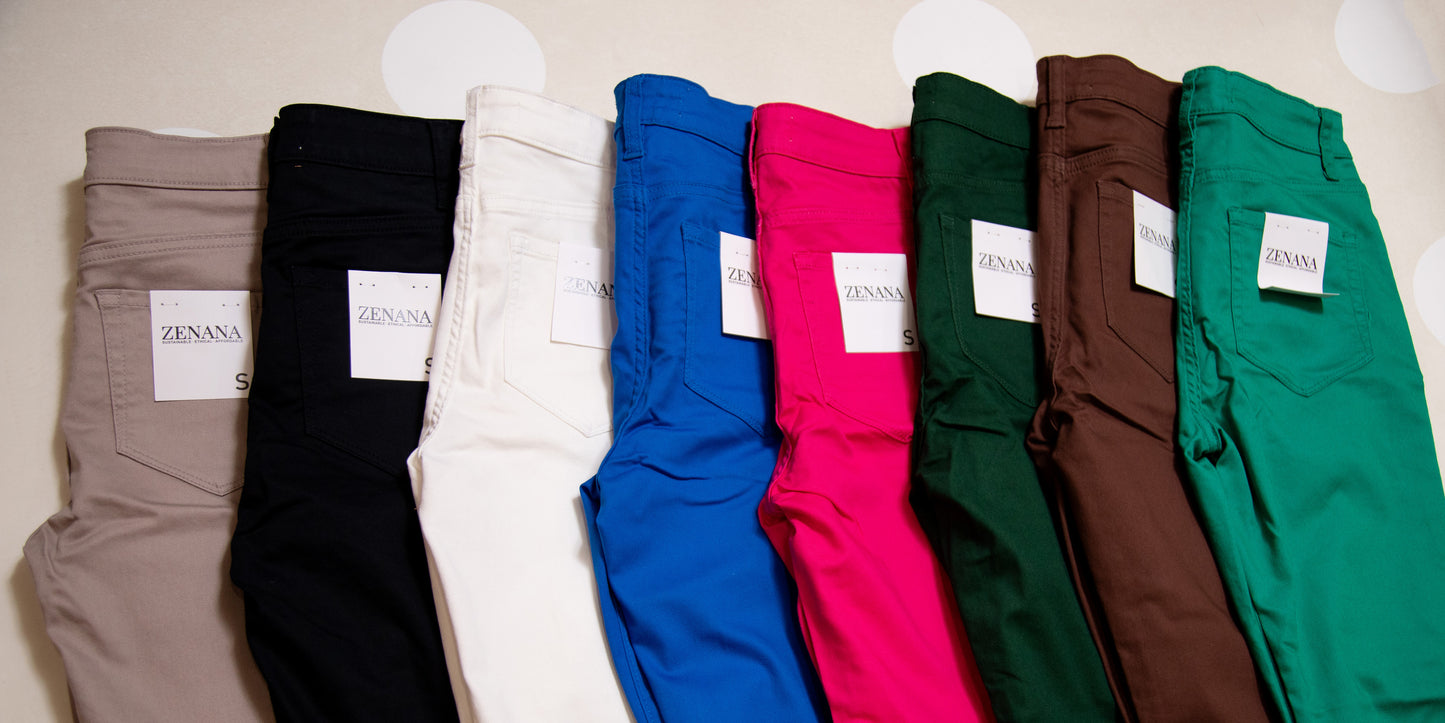 Zenana high rise skinny color denim pants with stretch