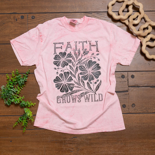 Faith Grows Wild Floral Graphic Tee – Inspirational Christian Flower Shirt