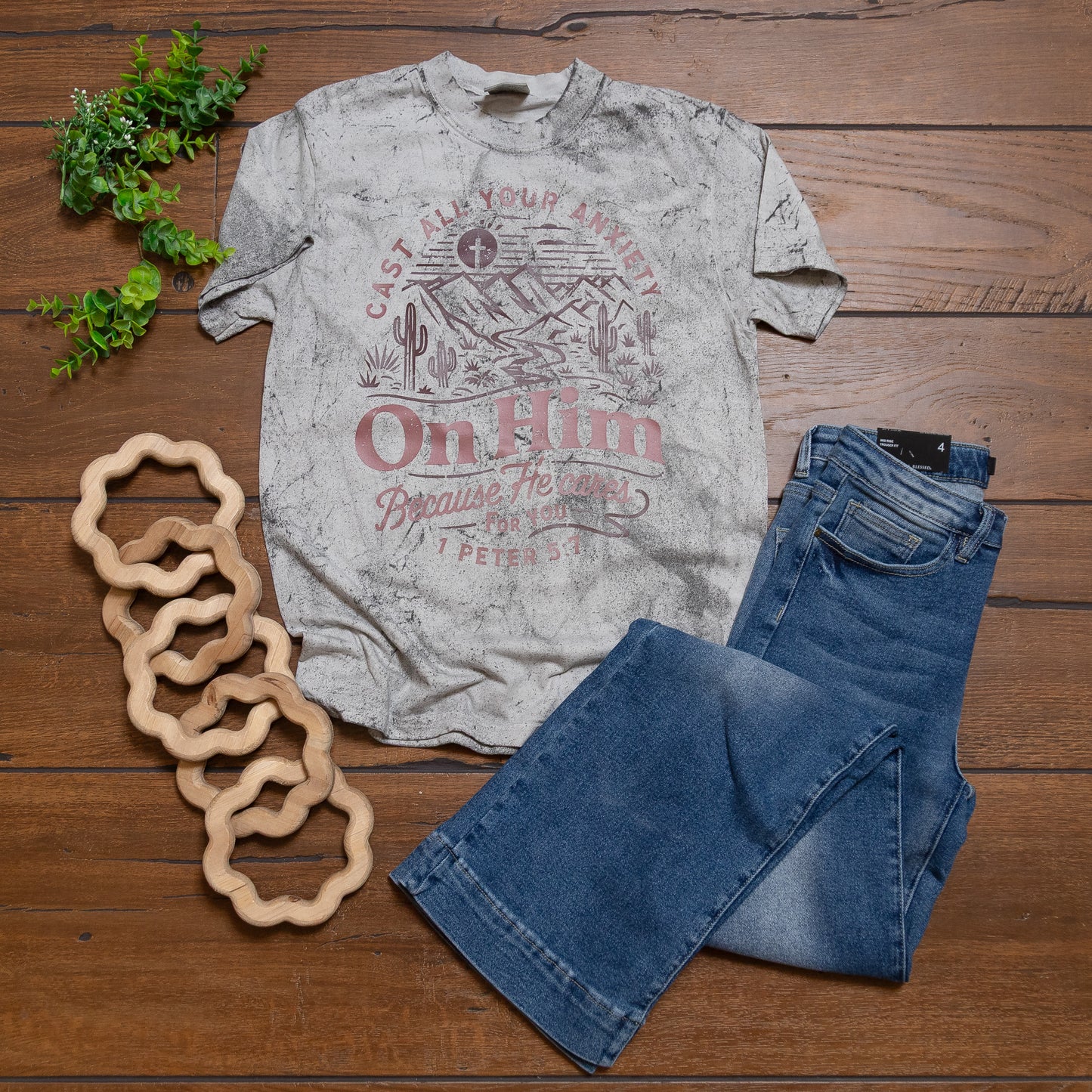 Cast All Your Anxiety On Him Graphic Tee – Faith Inspired Christian Shirt