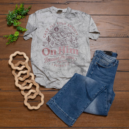 Cast All Your Anxiety On Him Graphic Tee – Faith Inspired Christian Shirt