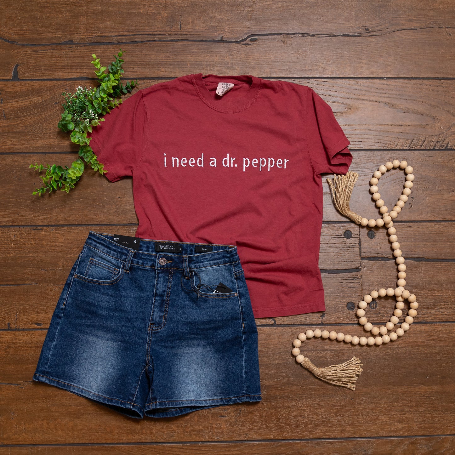I Need a Dr. Pepper Embroidered Tee | Red Comfort Colors Drink Lover T-Shirt