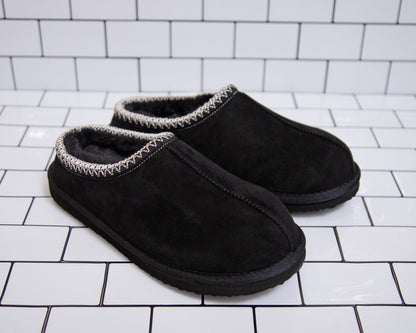 Plush Comfort Clogs by Very G — Black, Tan & Cream
