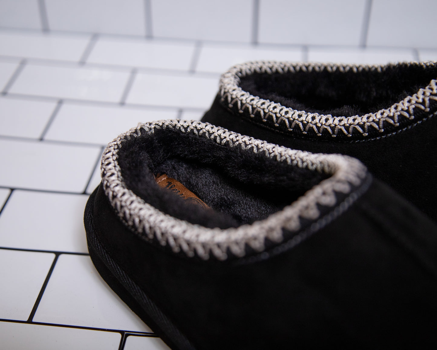 Plush Comfort Clogs by Very G — Black, Tan & Cream