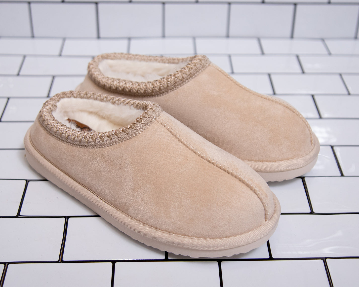 Plush Comfort Clogs by Very G — Black, Tan & Cream