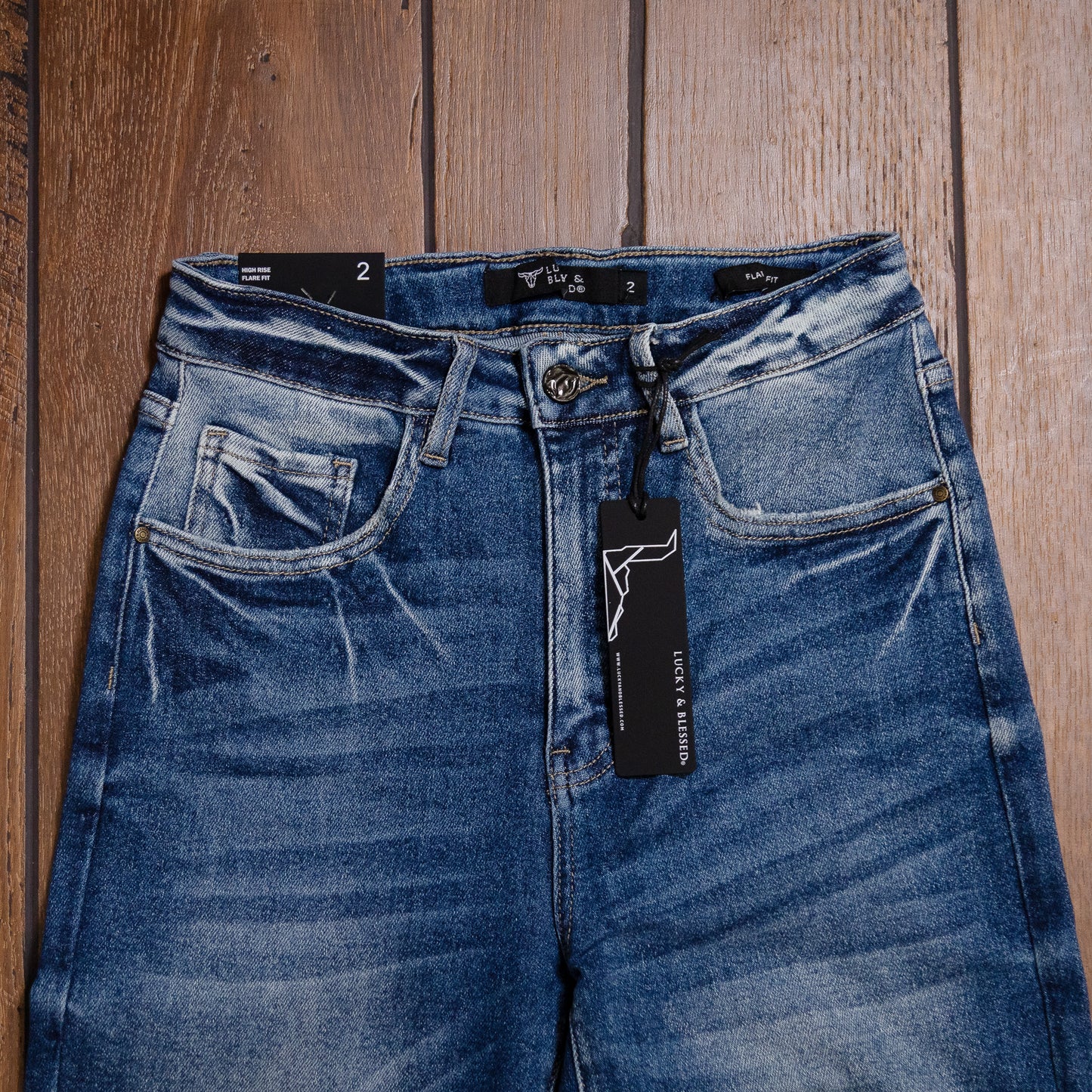 Lucky & Blessed Trouser Jeans – Dark Wash, High Rise, 33.5” Inseam JE270