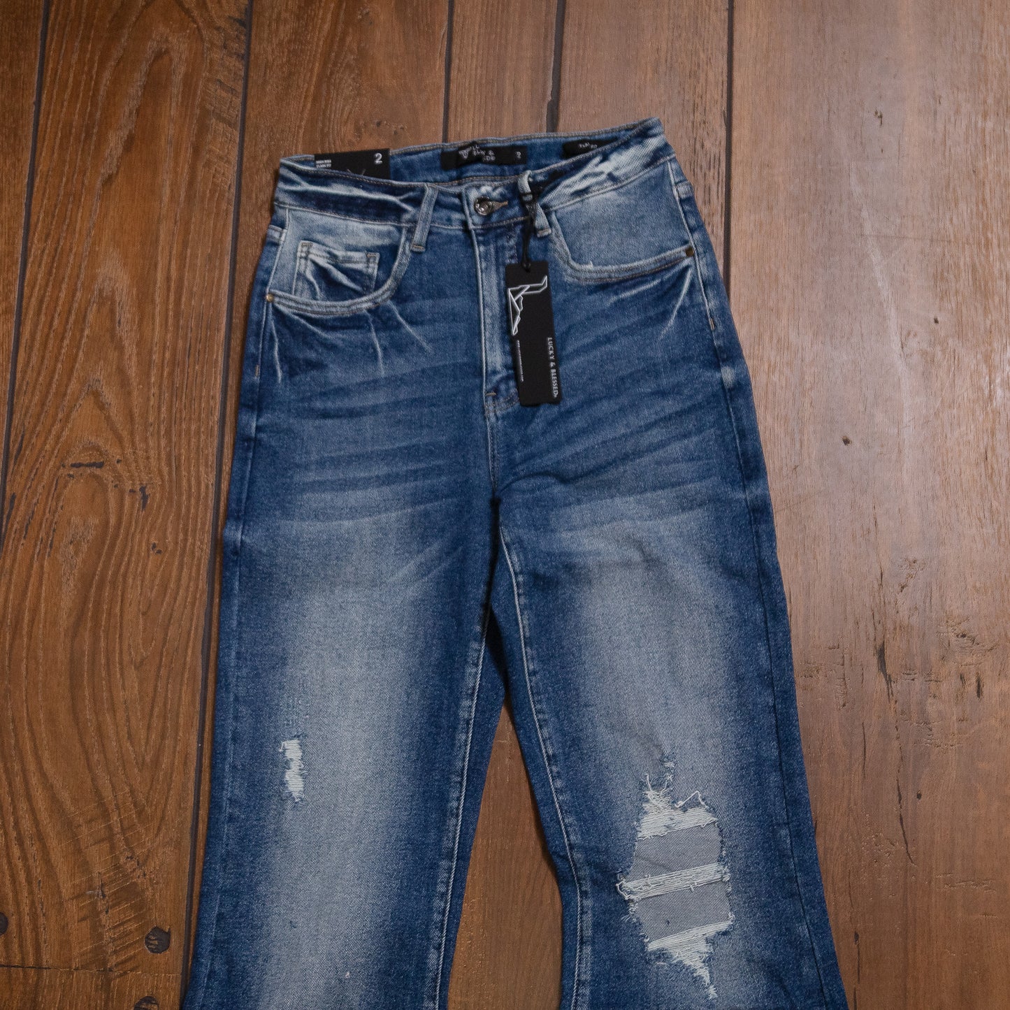 Lucky & Blessed Trouser Jeans – Dark Wash, High Rise, 33.5” Inseam JE270
