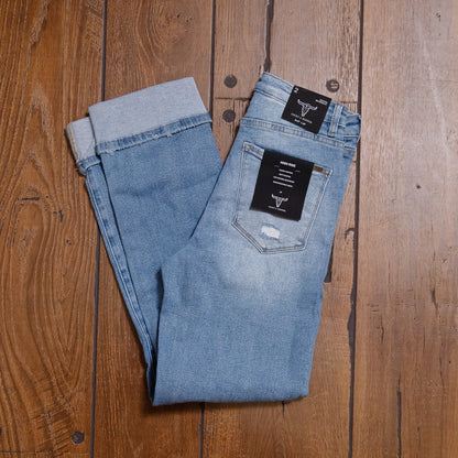 Lucky & Blessed Light Wash High Rise Boyfriend Jeans – 32” Inseam JE274