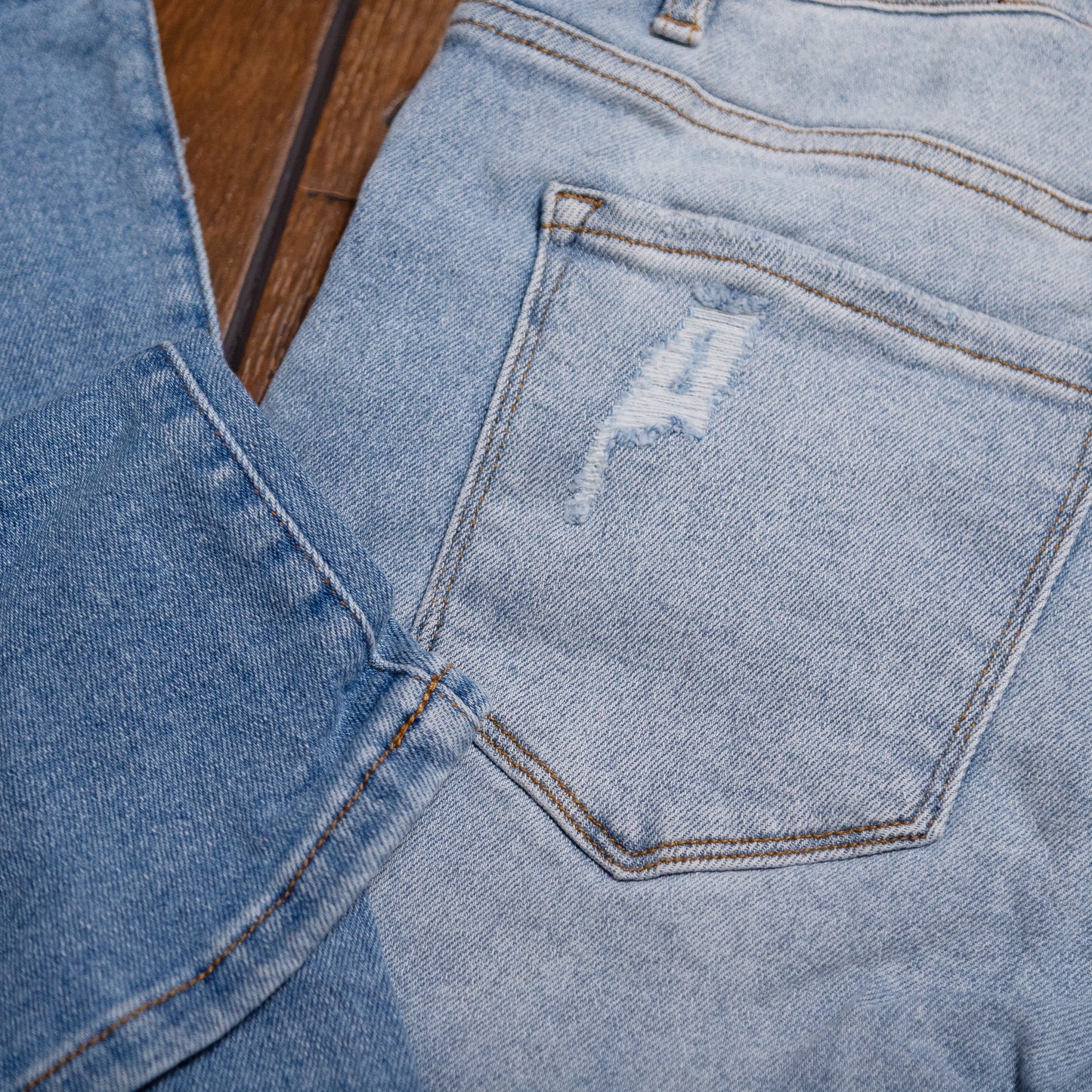 Lucky & Blessed High Rise Distressed Bootcut Jeans – Light Wash, 33.5” Inseam (Plus Size) JE278