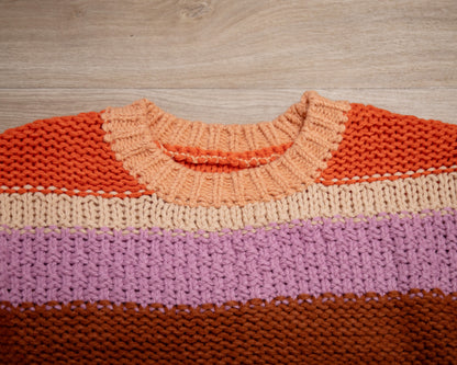 Multicolor Cropped Color‑Block Sweater – Cozy Knit Pullover