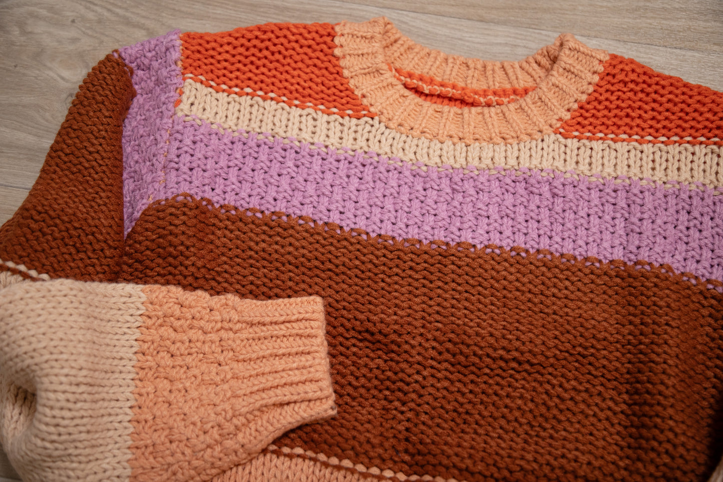 Multicolor Cropped Color‑Block Sweater – Cozy Knit Pullover
